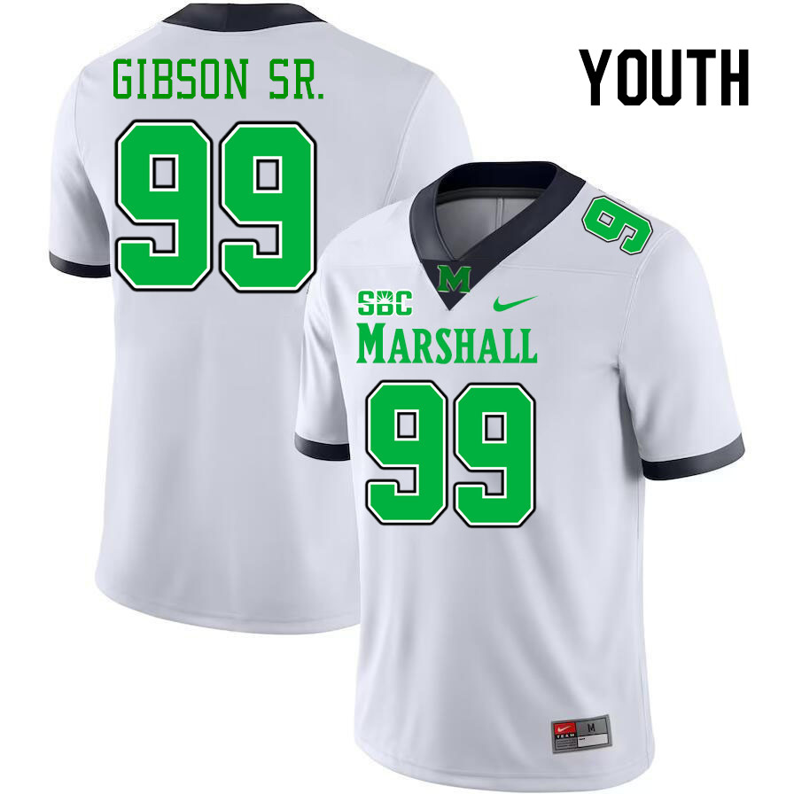 Youth #99 Isaiah Gibson Sr. Marshall Thundering Herd SBC Conference College Football Jerseys Stitche